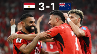 منتخب مصر يحتفل بالفوز على نيوزيلندا بنتيجة 3-1 في كأس العالم2026